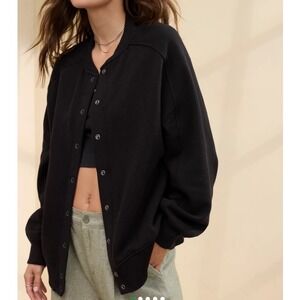 Aeri Cardi Bomber black snap front cardigan 2024 oversized relaxed fit small